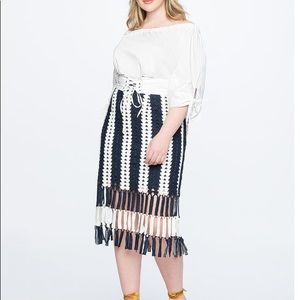 Eloquii crocheted fringe pencil skirt